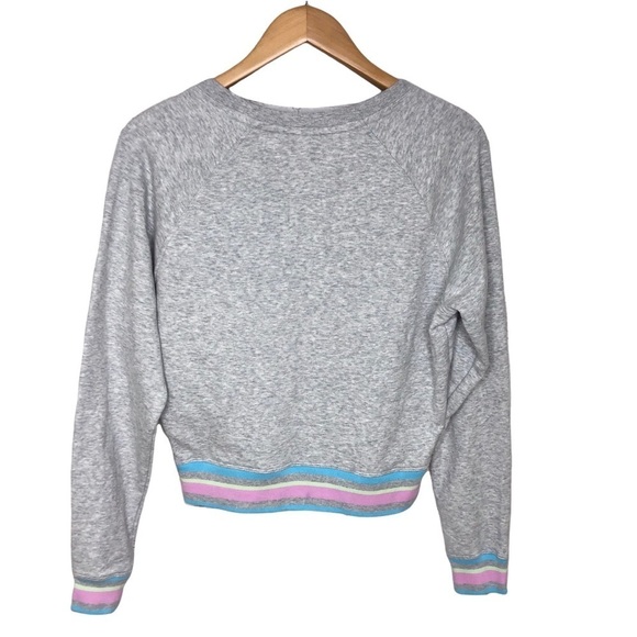 Champion Lifestyle Campus French Terry Sweatshirt Size Medium Gray Pastel Stripe - Picture 4 of 8